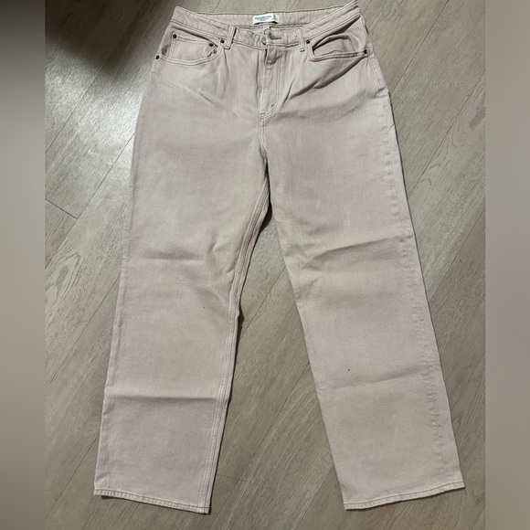 Abercrombie & Fitch Curve Love Cream 90’s High Rise Relaxed Jean Size 31/14 - Picture 3 of 8